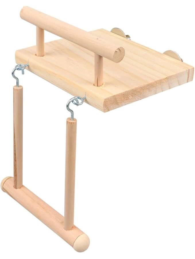 Size 3 Khaki Wooden Parrot Swing Toy Ladder for Chewing and Climbing Bird Activity - Image 1