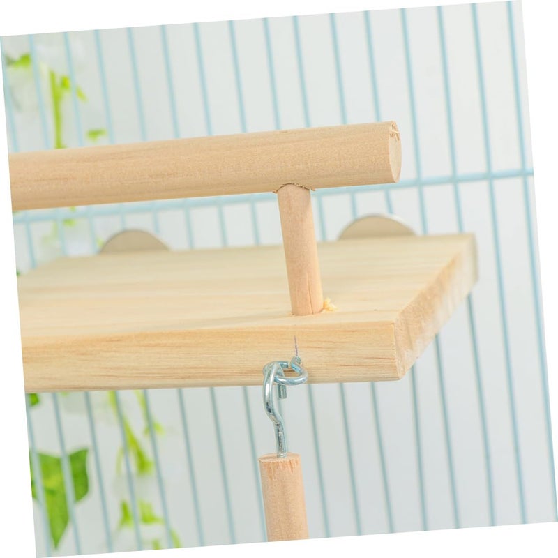 Size 3 Khaki Wooden Parrot Swing Toy Ladder for Chewing and Climbing Bird Activity - Image 4