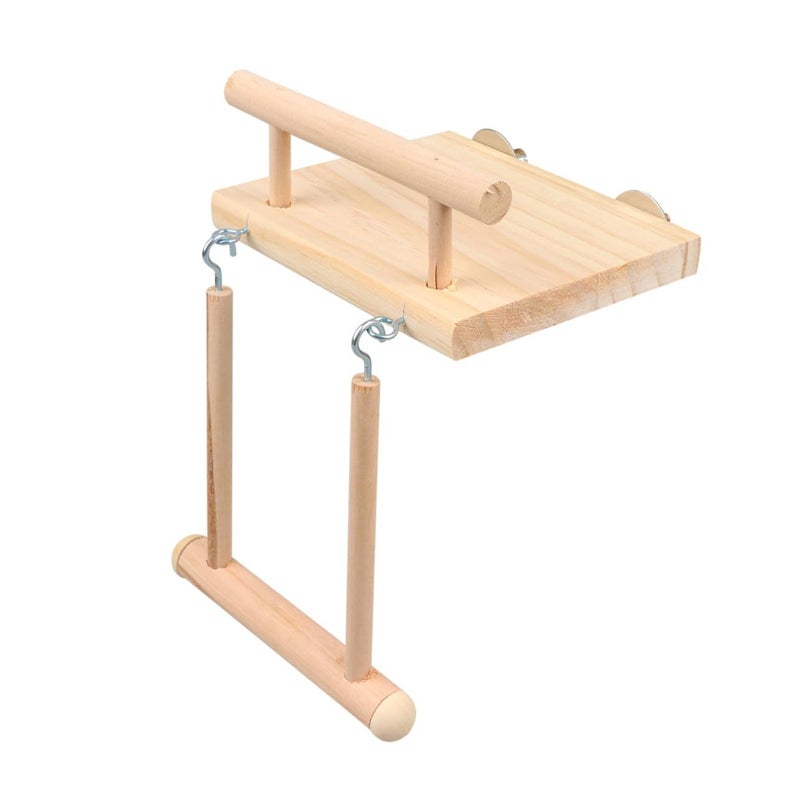 Size 3 Khaki Wooden Parrot Swing Toy Ladder for Chewing and Climbing Bird Activity - Image 2
