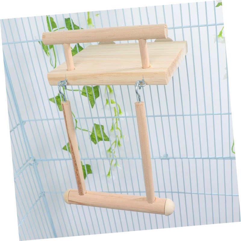 Size 3 Khaki Wooden Parrot Swing Toy Ladder for Chewing and Climbing Bird Activity - Image 5