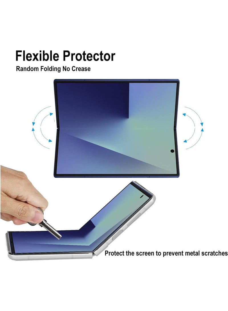 Muzz 2+2 Pack Screen Protector for Samsung Galaxy Z Fold 7/Samsung Galaxy Z Fold7, HD Clarity Elastic Edge Soft TPU Fingerprint Unlocking Scratchproof Bubble Free Protective Cover Film - Image 3