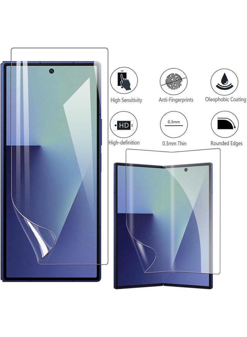 Muzz 2+2 Pack Screen Protector for Samsung Galaxy Z Fold 7/Samsung Galaxy Z Fold7, HD Clarity Elastic Edge Soft TPU Fingerprint Unlocking Scratchproof Bubble Free Protective Cover Film - Image 4