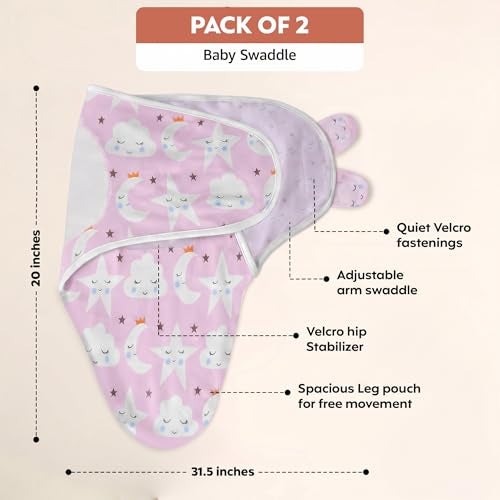 a baby cherry - Baby Swaddle Wrap for New Born || Adjustable Swaddle for New Born Baby || 100% Cotton Soft Baby Blanket for 0-6 Months - Pack of 2 (Multi-Color, 200 GSM) - Image 2