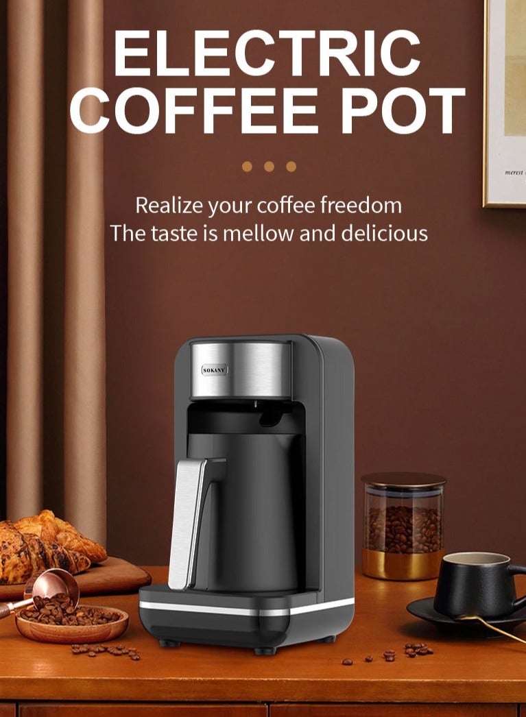 سوكاني ماكينة صنع القهوة التركية بالحليب بقوة 550 وات، سعة 4 أكواب، وظيفة التخمير البطيء، SK-0137 أسود - Image 2