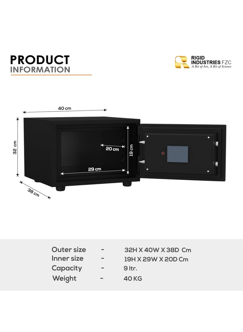 RIGID Fire Resistant Steel Safe Digital And Key Lock, 40Kg  - Image 3