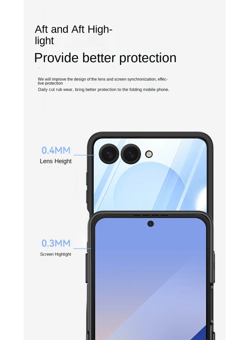 Case / Cover for Samsung Galaxy Z Flip 7  Cellphone Cases Hard Polycarbonate with Hinge & Finger Ring Holder Ultra-Thin, Shockproof and Anti-Fall Protection  - Image 4