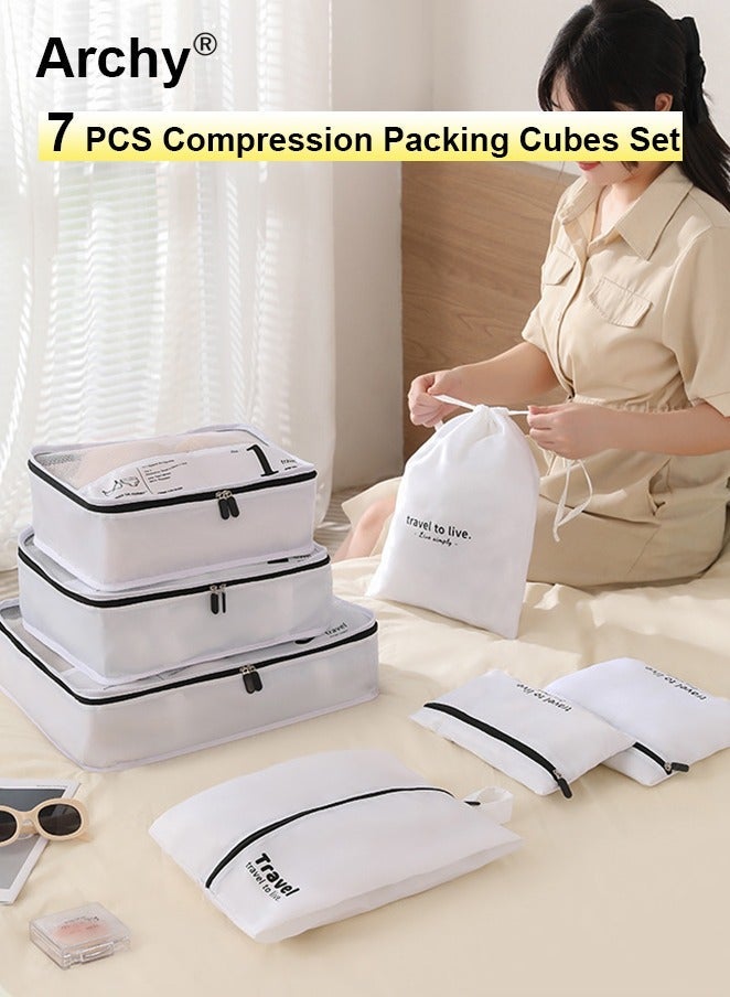 Archy 7 PCS Packing Cubes for Men and Women Lightweight Travel Luggage Organizer for Clothes Shoes Toiletries or Accessories Large Capacity Moisture Proof Storage Bags for Carry on Suitcases - Image 2