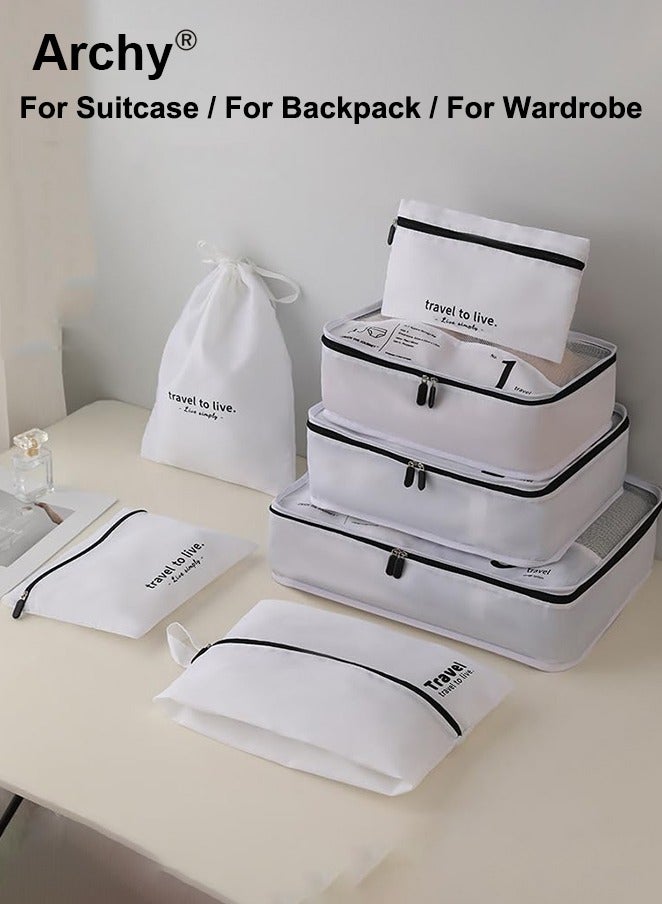 Archy 7 PCS Packing Cubes for Men and Women Lightweight Travel Luggage Organizer for Clothes Shoes Toiletries or Accessories Large Capacity Moisture Proof Storage Bags for Carry on Suitcases - Image 4
