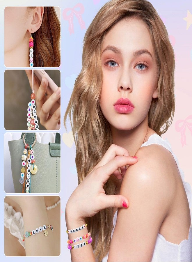 Looconi Amaney 1600pcs Acrylic Alpabet Letter Beads,31 Styles,Heart,Number,Star and Smiley Beads,4x7mm for Jewelry Making Bracelets Necklaces Key Chains - Image 5