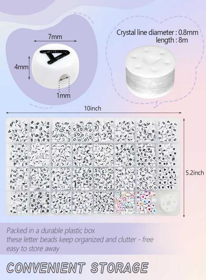 Looconi Amaney 1600pcs Acrylic Alpabet Letter Beads,31 Styles,Heart,Number,Star and Smiley Beads,4x7mm for Jewelry Making Bracelets Necklaces Key Chains - Image 3
