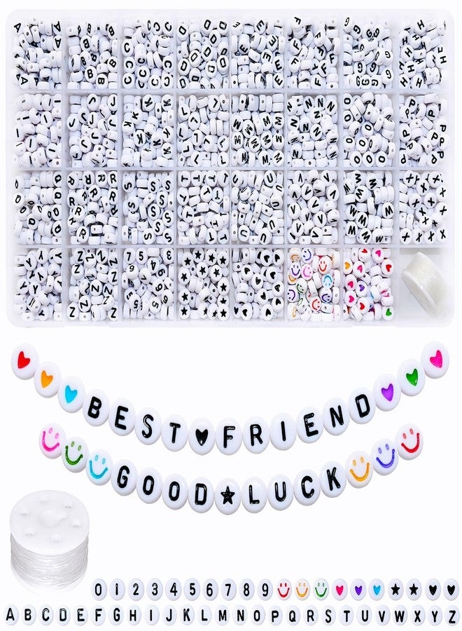 Looconi Amaney 1600pcs Acrylic Alpabet Letter Beads,31 Styles,Heart,Number,Star and Smiley Beads,4x7mm for Jewelry Making Bracelets Necklaces Key Chains - Image 1
