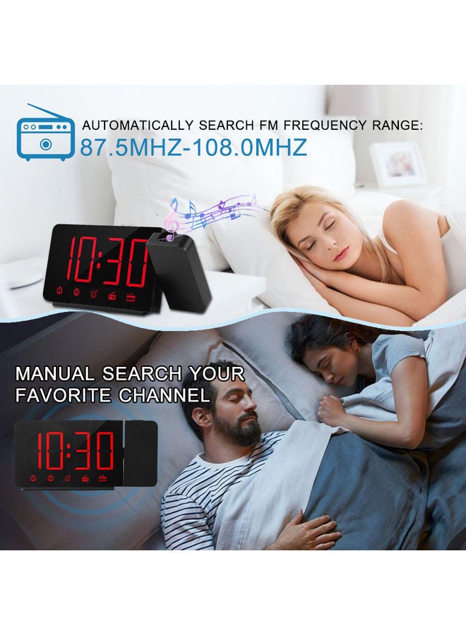 NIBEMINENT Multifunctional Projection Alarm Clock with FM Radio Black 18.00 X 5.00 9.60cm - Image 5