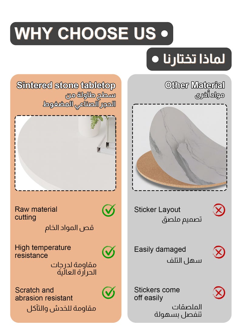 ULHYC Round Nesting Coffee Tables, Tea Drinking Tables, Modern Decorative Coffee Center Tables, Set of Two, Coffee Tables for Living Room With Sturdy Metal Frame, White 60 cm and 80 cm - Image 4