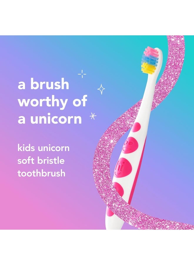 hello Soft Kids Toothbrushes Unicorn Toothbrush Pack with Wide Handles Made for Kids of All Ages BPAFree Super Soft Bristles Gentle on Gums Tough on Pesky Plaque 6 Pack - Image 2