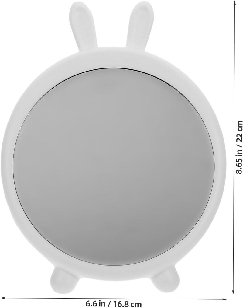 Uonlytech Tabletop Makeup Mirror with Stand Small Portable Vanity Mirror for Women White Cute Rabbit Design for Home and Travel - Image 2
