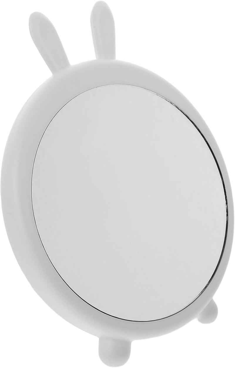 Uonlytech Tabletop Makeup Mirror with Stand Small Portable Vanity Mirror for Women White Cute Rabbit Design for Home and Travel - Image 1