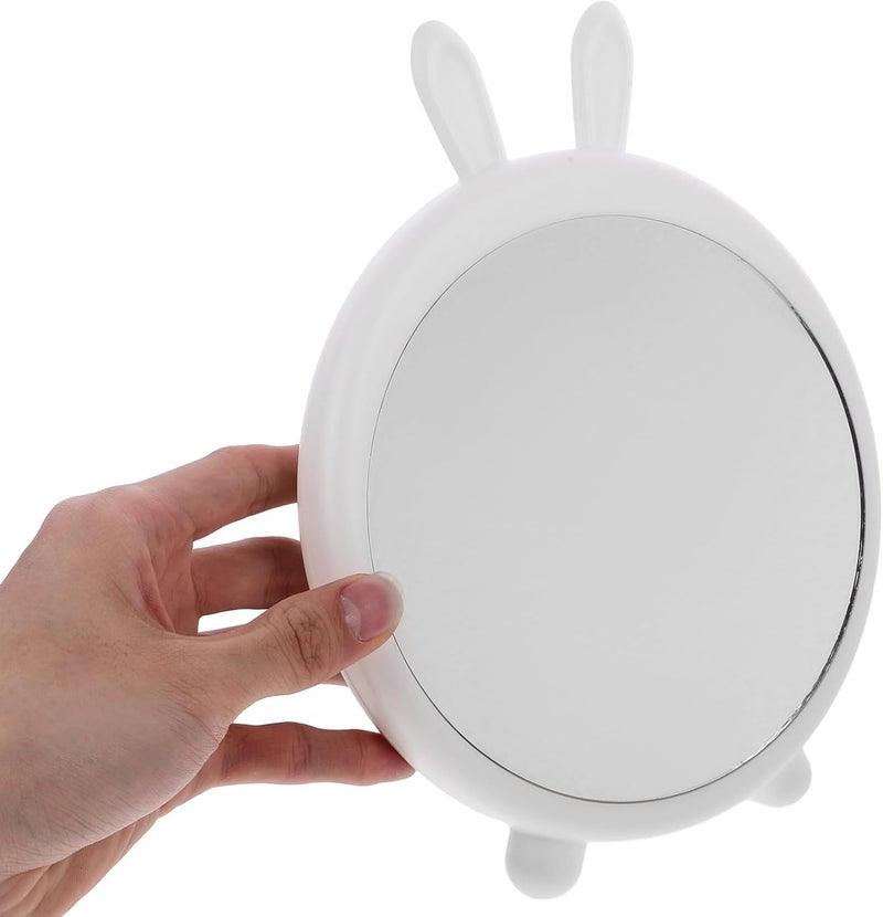 Uonlytech Tabletop Makeup Mirror with Stand Small Portable Vanity Mirror for Women White Cute Rabbit Design for Home and Travel - Image 4