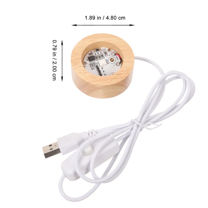 2pcs Wood Light Base Table Crystal Lamp Base USB Charging Light Base for Crystal - Image 2