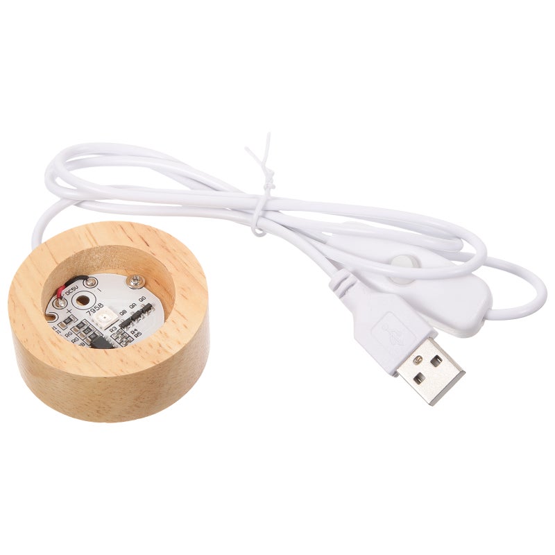 2pcs Wood Light Base Table Crystal Lamp Base USB Charging Light Base for Crystal - Image 4