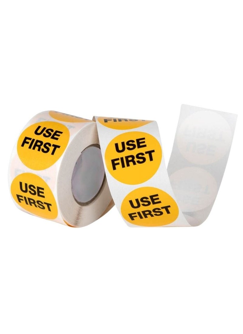 YASHTECH 2 Inch Round Fluorescent Orange USE FIRST Synthetic Labels Pack of 6  - Image 1