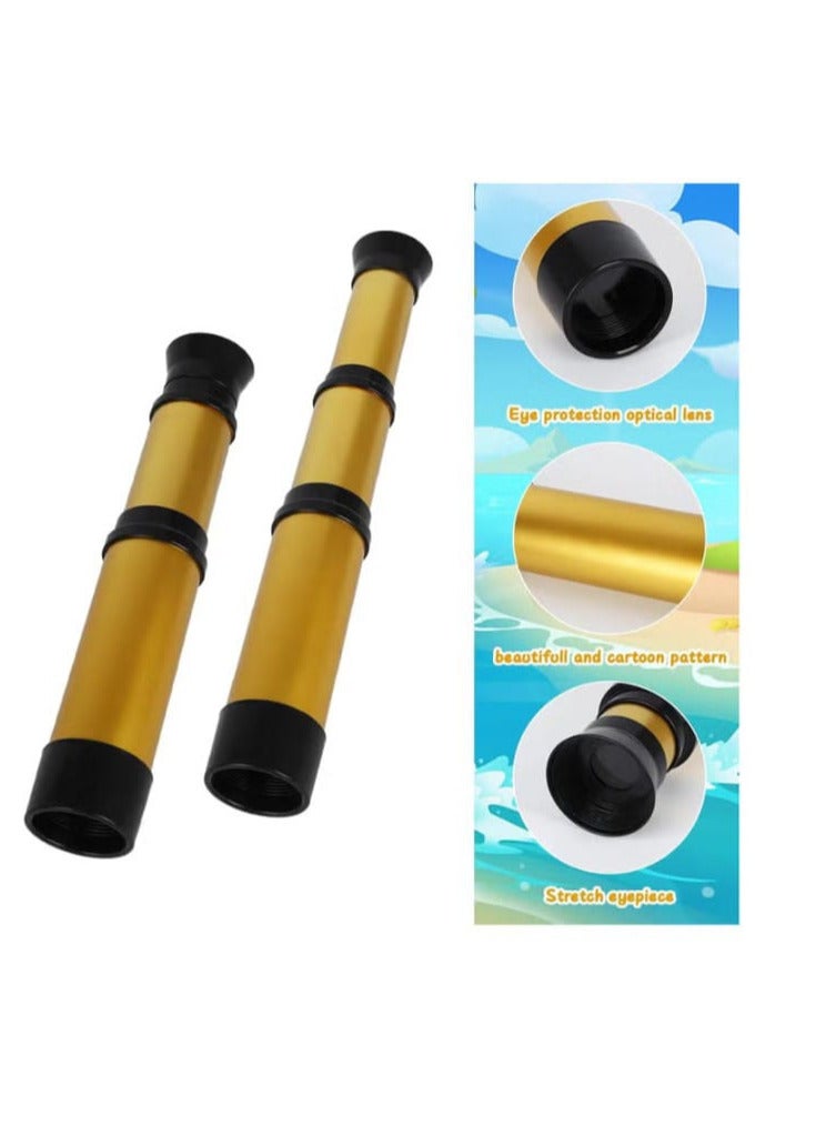 Vadcare Pirate Monocular Telescope for Kids, Retractable Portable Telescope for Boys and Girls, Gold - Image 2