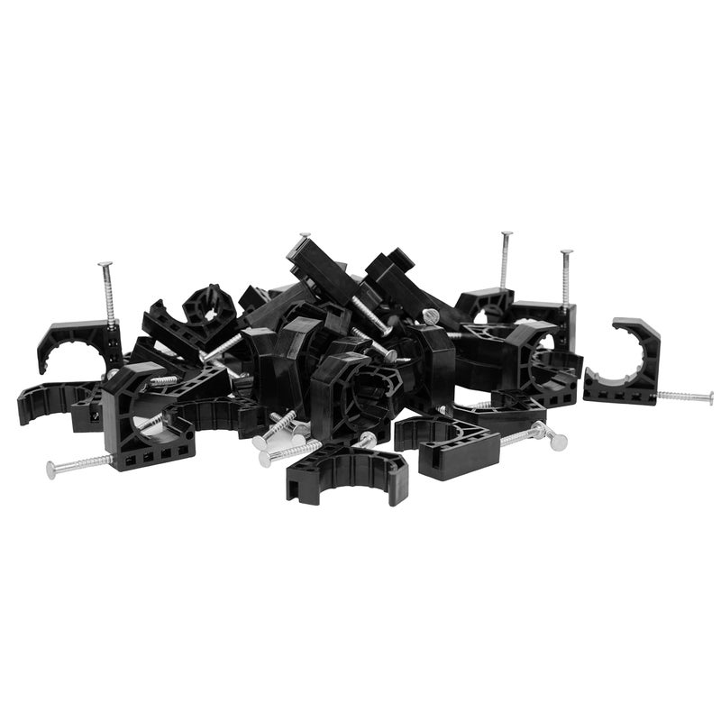 EFIELD (Pack of 50) EFIELD 1/2-inch Black Color Half Clamp Fixture, J-Hook with Nail For 1/2" PEX Tubing/Pipe Support (1/2 Inch) - Image 1