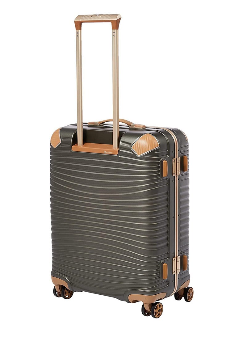 إيمينينت حقيبة سفر صلبة ماكرولون بولي كربونات بإطار ألومنيوم ذهبي، مقاس 20 بوصة، لون زيتوني داكن - Image 2