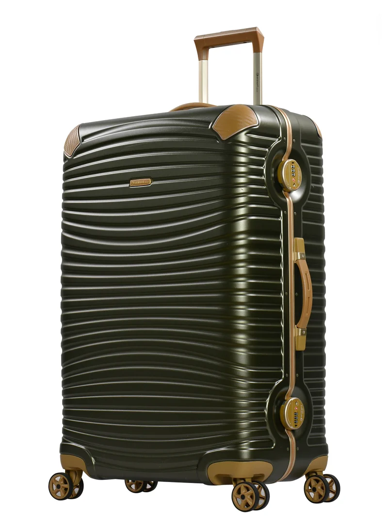 إيمينينت Hard Case Travel Bags Makrolon Polycarbonate Gold Jetstream Aluminum Frame Luggage Zipper Less Suitcase Extra Corner Protection Double Tsa Lock E9R1 Carry On 20 inch Dark Olive