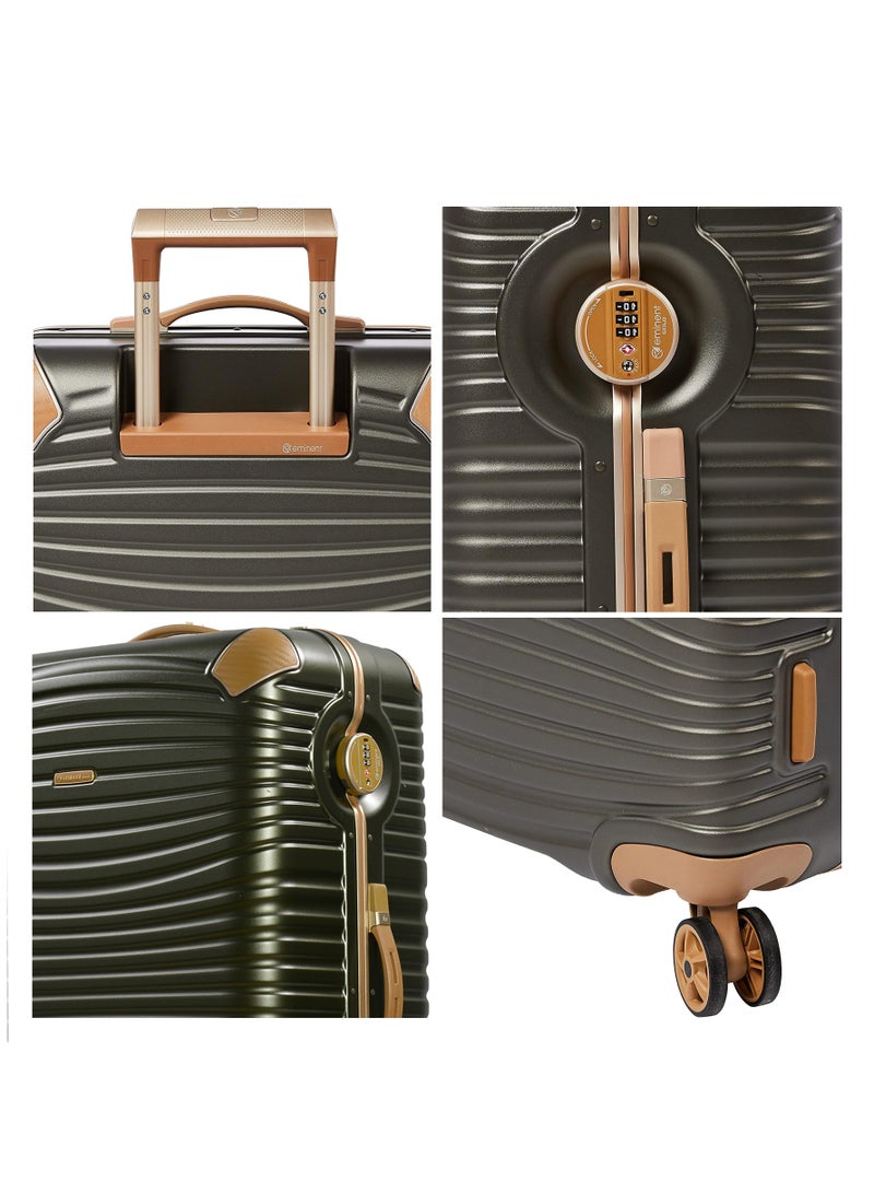 إيمينينت حقيبة سفر صلبة ماكرولون بولي كربونات بإطار ألومنيوم ذهبي، مقاس 20 بوصة، لون زيتوني داكن - Image 3