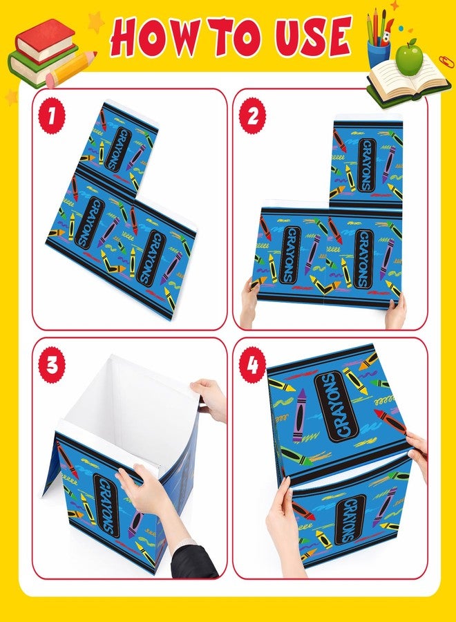 Tenceur 6 Pcs Back to School Decorations Box First Day of School Party Decor 11.8'' Crayon Composition Notebook Paper Boxes for Teacher Classroom Preschool Kindergarten Photo Booth Prop Party Supplies - Image 4