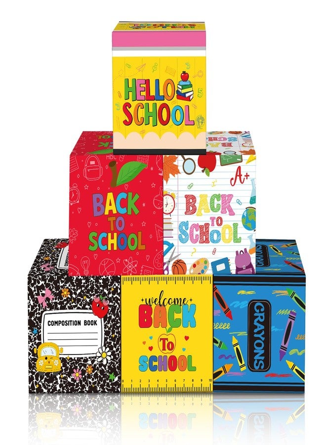 Tenceur 6 Pcs Back to School Decorations Box First Day of School Party Decor 11.8'' Crayon Composition Notebook Paper Boxes for Teacher Classroom Preschool Kindergarten Photo Booth Prop Party Supplies - Image 1