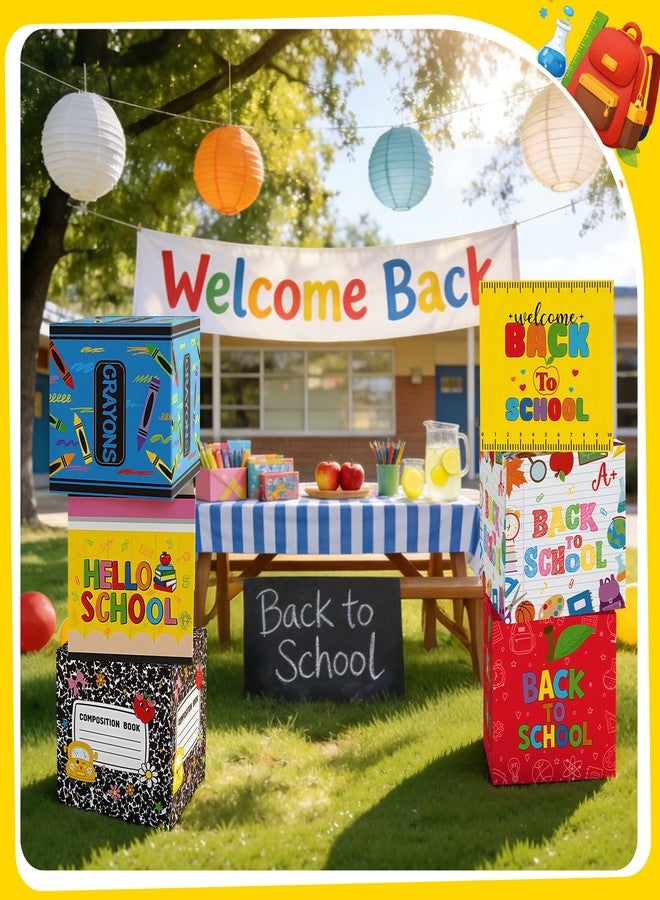 Tenceur 6 Pcs Back to School Decorations Box First Day of School Party Decor 11.8'' Crayon Composition Notebook Paper Boxes for Teacher Classroom Preschool Kindergarten Photo Booth Prop Party Supplies - Image 2