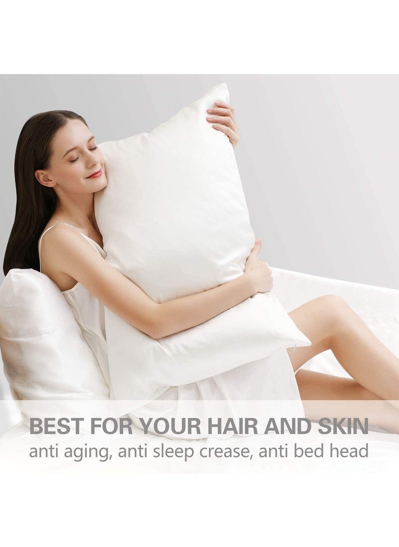 GT-Wheel Mulberry Silk Pillowcase for Hair and Skin Soft Breathable White 48cm*74cm (White 1PC)  - Image 2