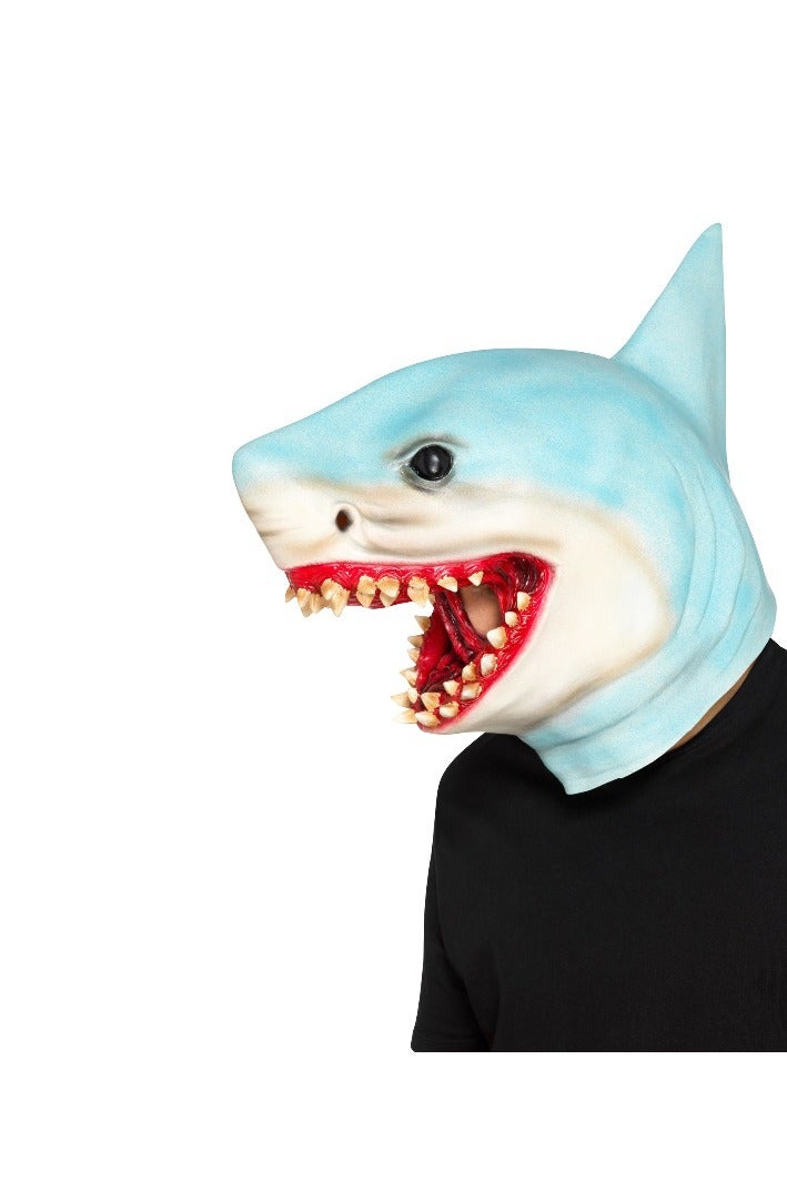 Shark Latex Overhead Mask â Blue Realistic Sea Creature Costume