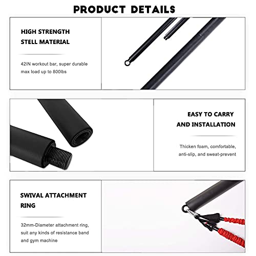 OYINDIZ Resistance Band Bar, Home Gym Workout Pilates 38Inch Strength Power Training, Heavy Duty Lifting Squat Fitness Equipment for Core Muscle Exercise - Image 3