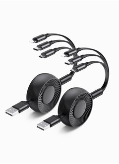SYOSI 3-in-1 USB Charging Cable, Multi Retractable to USB Cable Type C Sync Fast Charging Cord, USB Charging Cable for IP, Micro-USB, Compatible with Cell Phones Tablets for Samsung LG iPhone, 2Pcs  - Image 1
