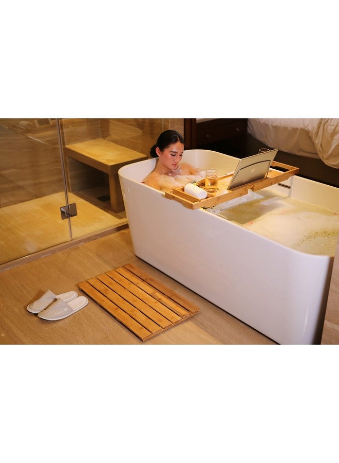 GOBAM GOBAM Bamboo Bath Mat, Large, 26 x 15.8 x 1.3 inches - Non-Slip - Floor Mat for Bathroom, Spa, Sauna, Kitchen, Indoor & Outdoor Spaces, Shower Mat for Bathroom Decor - Natural  - Image 2
