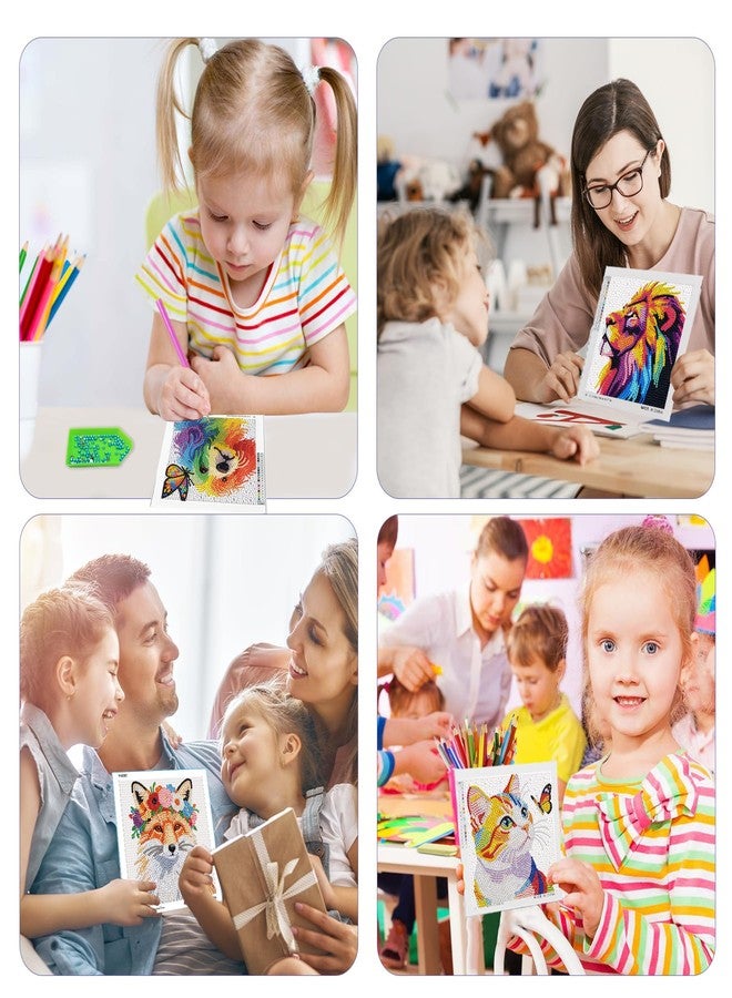 مجموعة أدوات الرسم بالألماس للأطفال من lesaonsy، 4 قطع، مناسبة للأولاد والبنات، فن الأحجار الكريمة، حرفة يدوية (ثعلب، قطة، كلب، أسد) - Image 5