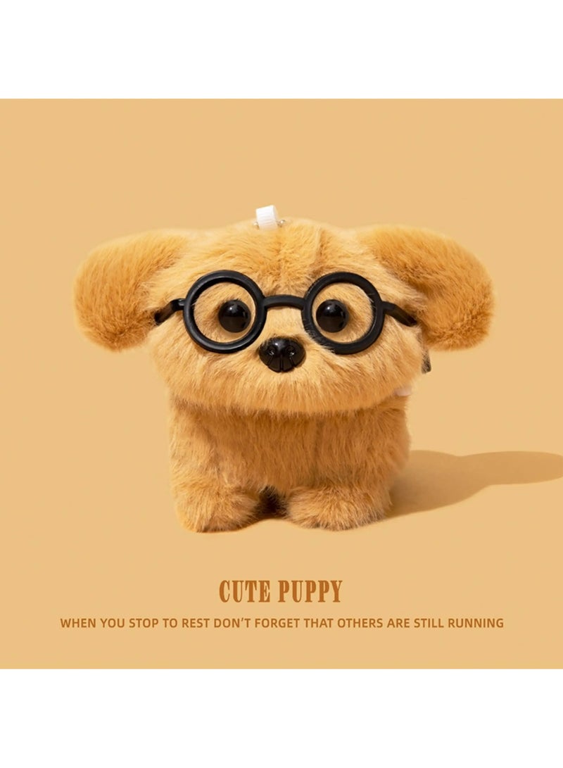 HaDoii Furry Case for AirPods Pro3 Funny Cute 3D Cartoon Plush Design Puppy with Glasses Soft Warm Fluffy Cover with Keychain Kawaii Anti-Fall Protective Case Women Girls - Image 5