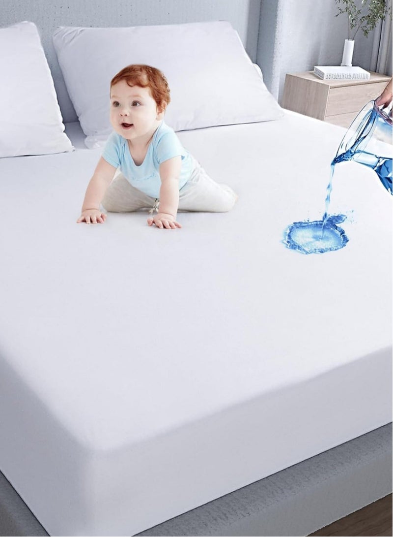 هاوس ون عازل ماء و واقي للمرتبة من القطن العازل للماء 100% - أبيض - Image 1