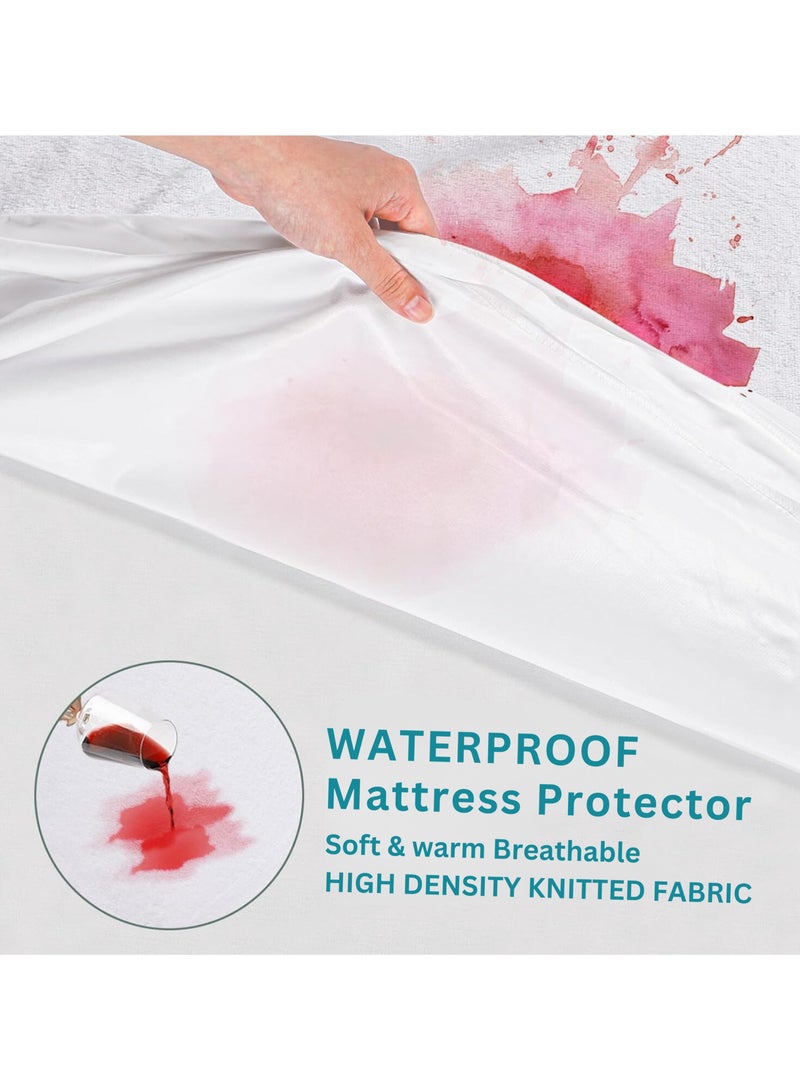 هاوس ون عازل ماء و واقي للمرتبة من القطن العازل للماء 100% - أبيض - Image 2