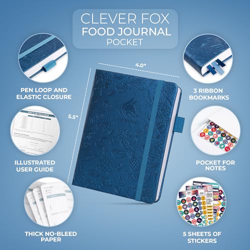 Clever Fox Food Journal Pocket - Daily Food Diary, Meal Planner to Track Calories & Nutrients, Weight Loss Tracker Notebook, 4x5.5” (Mystic Blue) - Image 2
