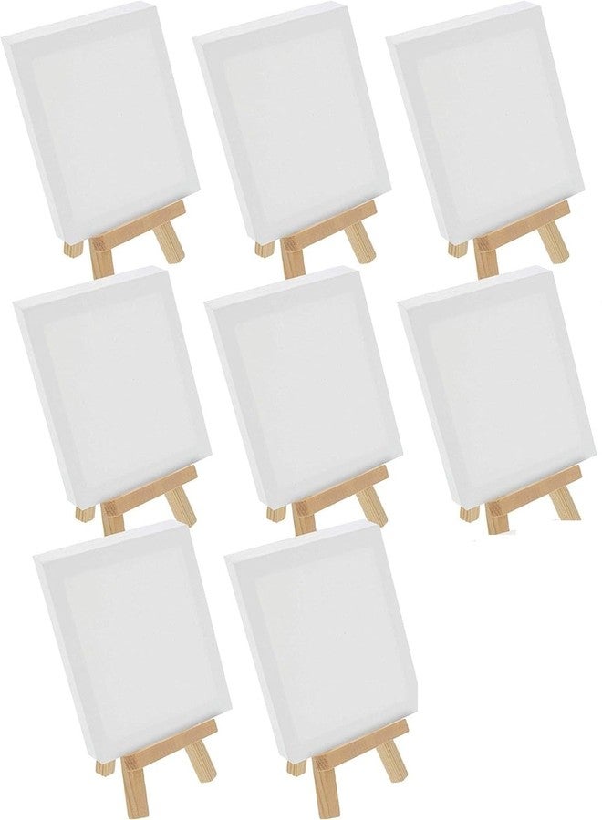 Worison Mini Wooden Display Easel Tripod Stand 13cms with 10x10 cm Canvas Board Ideal for Art and Craft (Set of 8) - Image 1