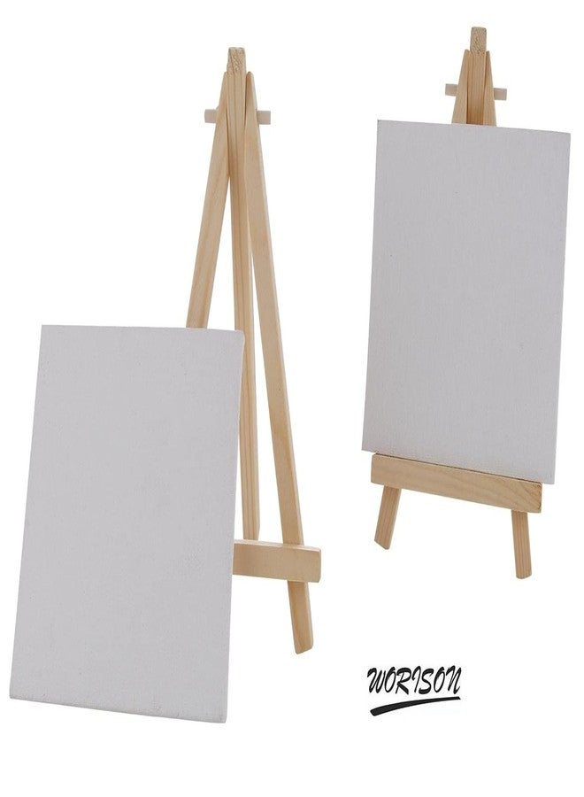 Worison Mini Wooden Display Easel Tripod Stand 13cms with 10x10 cm Canvas Board Ideal for Art and Craft (Set of 8) - Image 5