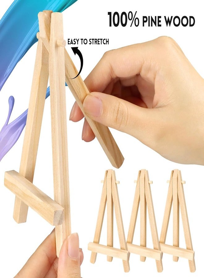 Worison Mini Wooden Display Easel Tripod Stand 13cms with 10x10 cm Canvas Board Ideal for Art and Craft (Set of 8) - Image 3