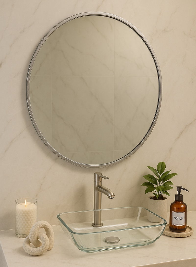 Glass Corner 40 Round Mirrors - Silver - Image 1