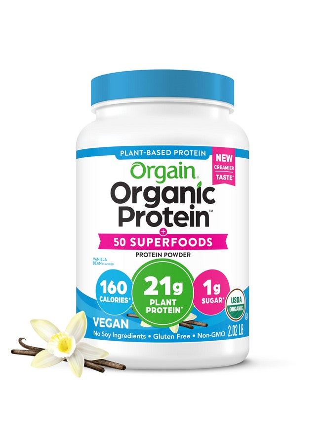 Orgain® Organic Protein™ + 50 Superfoods Protein Powder Vanilla Bean Flavored • Vegan • No Soy Ingredients • Gluten Free • Non-GMO, 2.02 lb ℮ 920 g - Image 1