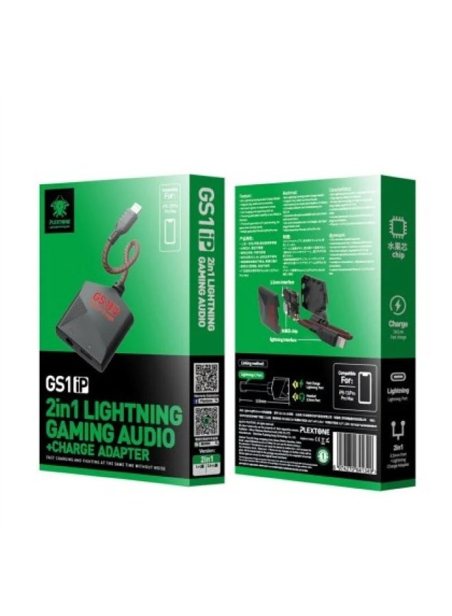 Plextone GS1ip Lightning to iPhone Adapter 2 in 1 Super Fast Charging and 3.5mm AUX Headphone Jack for Apple iPhone and iPad Suitable for iPhone 8 to iPhone 13 Pro Max Black - Image 2