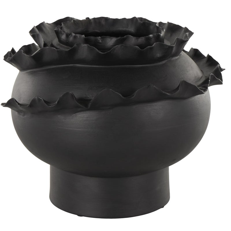 Deco 79 Ceramic Abstract Decorative Vase Floral Inspired Centerpiece Vase, Flower Vase for Home Decoration 12" x 12" x 9", Black - Image 1
