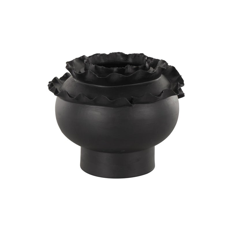 Deco 79 Ceramic Abstract Decorative Vase Floral Inspired Centerpiece Vase, Flower Vase for Home Decoration 12" x 12" x 9", Black - Image 3